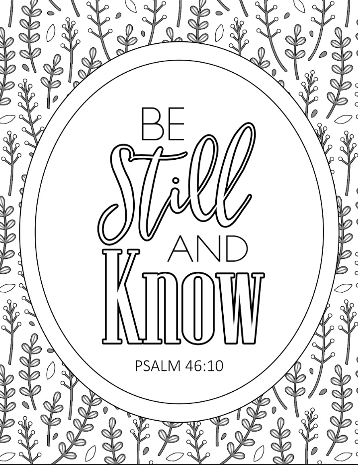 Be Still and Know Scripture Coloring Page